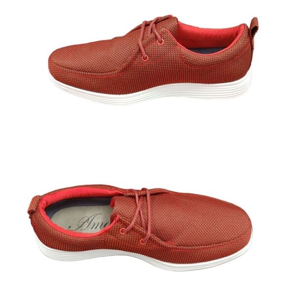 MEN'S AMALI DANIEL 2 RED LOW TOP CASUAL MOC TOE SNEAKER. - Picture 2 of 7